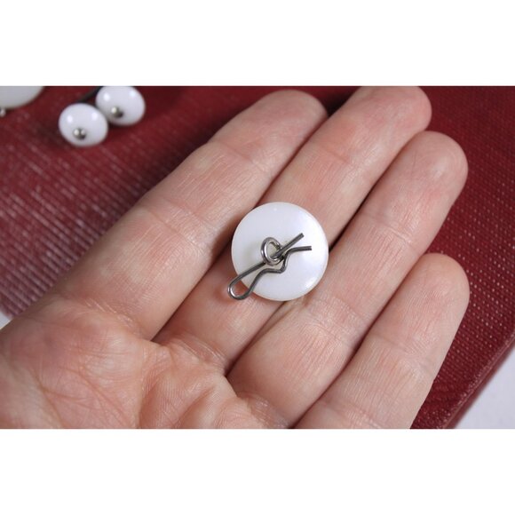 Vintage lot of 6 removable uniform buttons with metal shanks clips + cufflink / - Picture 6 of 7